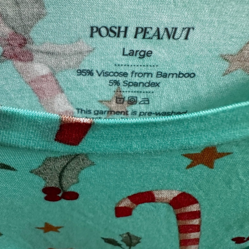 Posh Peanut Christmas Pajama T-Shirt Long Sleeve Bamboo Loungewear Size Large - Picture 3 of 5